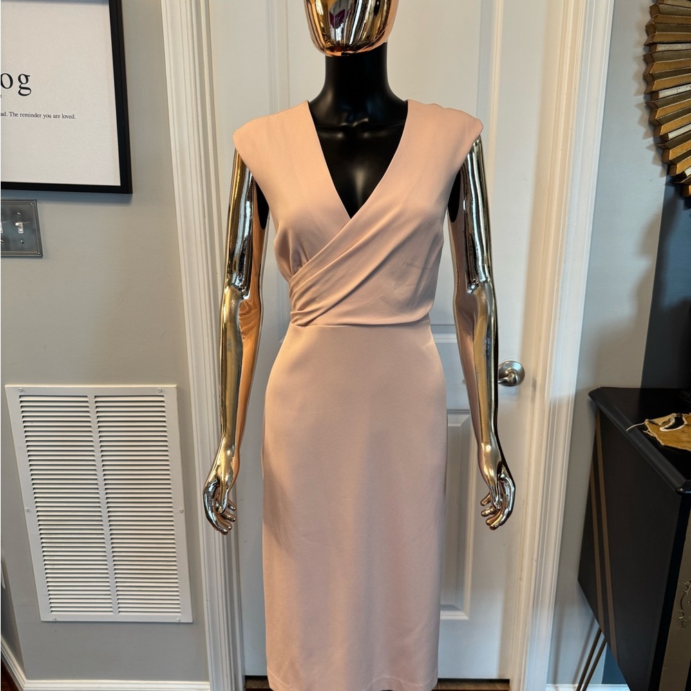 Ann Taylor Blush V-Neck Midi Dress